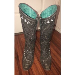 Corral grey black rhinestone boots